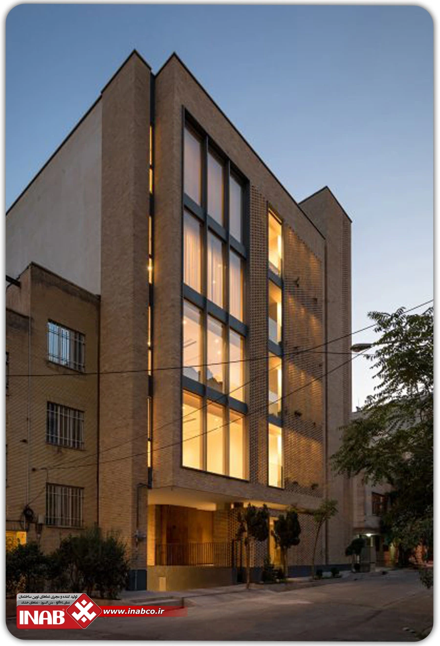 نمای ساختمان سه طبقه دو نبش - نماس سنگ ساختمان سه طبقه