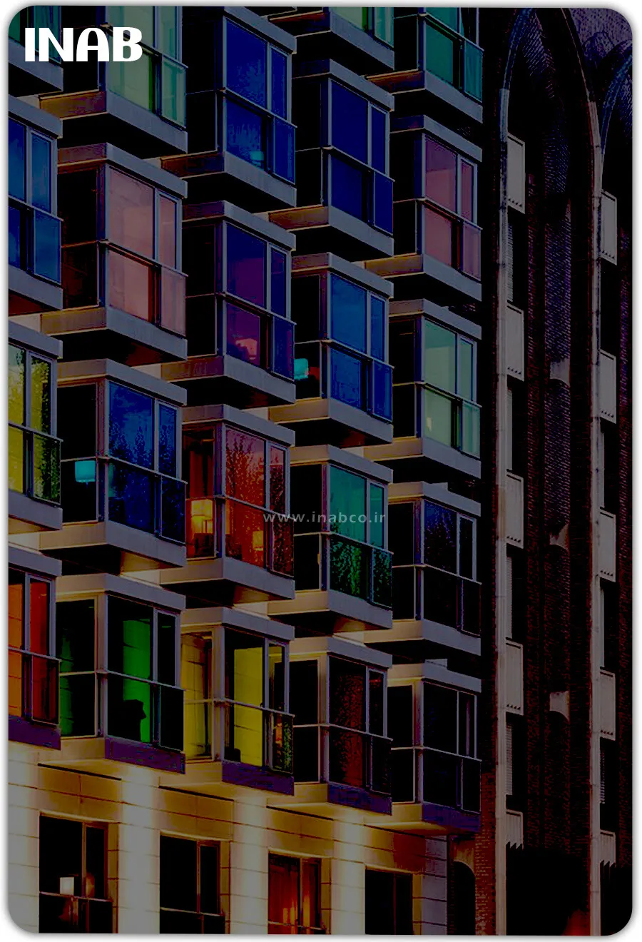 نمای شیشه رنگی - ایده نمای ساختمان