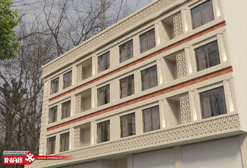 طراحی نمای ساختمان مسکونی سه طبقه