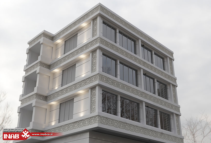 طراحی نمای ساختمان سه طبقه