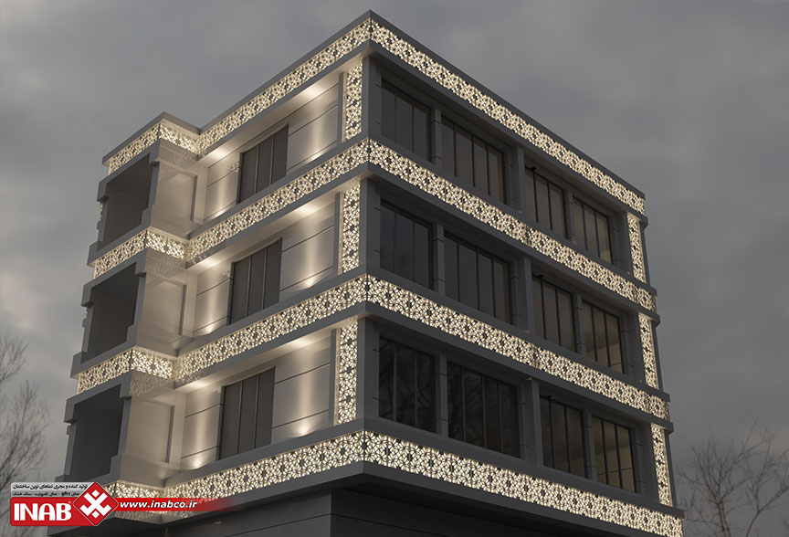 طراحی نمای ساختمان به سبک مدرن با جی اف ار سی gfrc