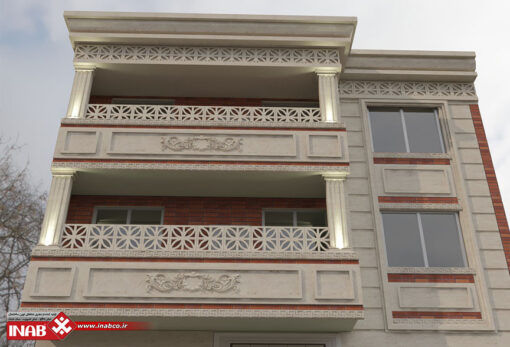 طراحی نمای ساختمان دو طبقه | جی ار سی + سنگ نما